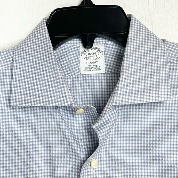Brooks | Mens regent dress shirt size 16-36 French cuffs button down plaid - Picture 3 of 15